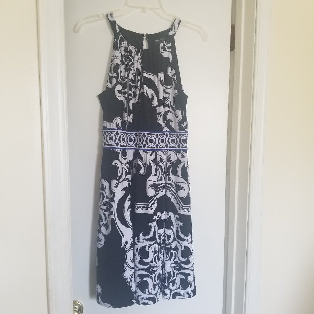 White House Black Market Halter MIDI Dress with Chain Floral Print (size S)